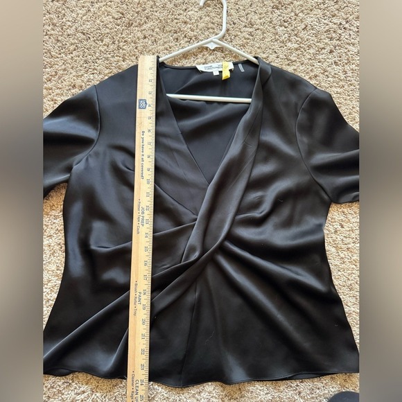 Diane Von Furstenberg Black Silky Draped Top, Large - Picture 11 of 12